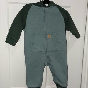 Carhartt Kids' Teal and Dark Green Hooded Footie
